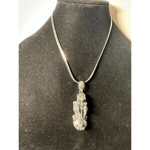 Solid Sterling Silver Dragon Necklace with 18 inch sterling necklace 65 grams.